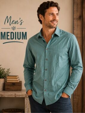 Axist Men's Long-Sleeve Dress Shirt in Sage MEDIUM